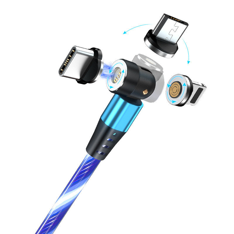 540 Rotate Luminous Magnetic Cable 3A Fast Charging Mobile Phone Charge Cable.