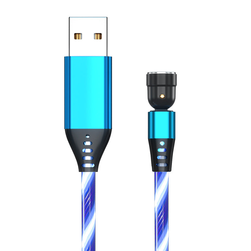540 Rotate Luminous Magnetic Cable 3A Fast Charging Mobile Phone Charge Cable.