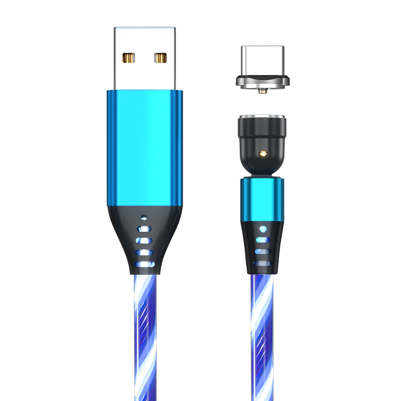 540 Rotate Luminous Magnetic Cable 3A Fast Charging Mobile Phone Charge Cable.