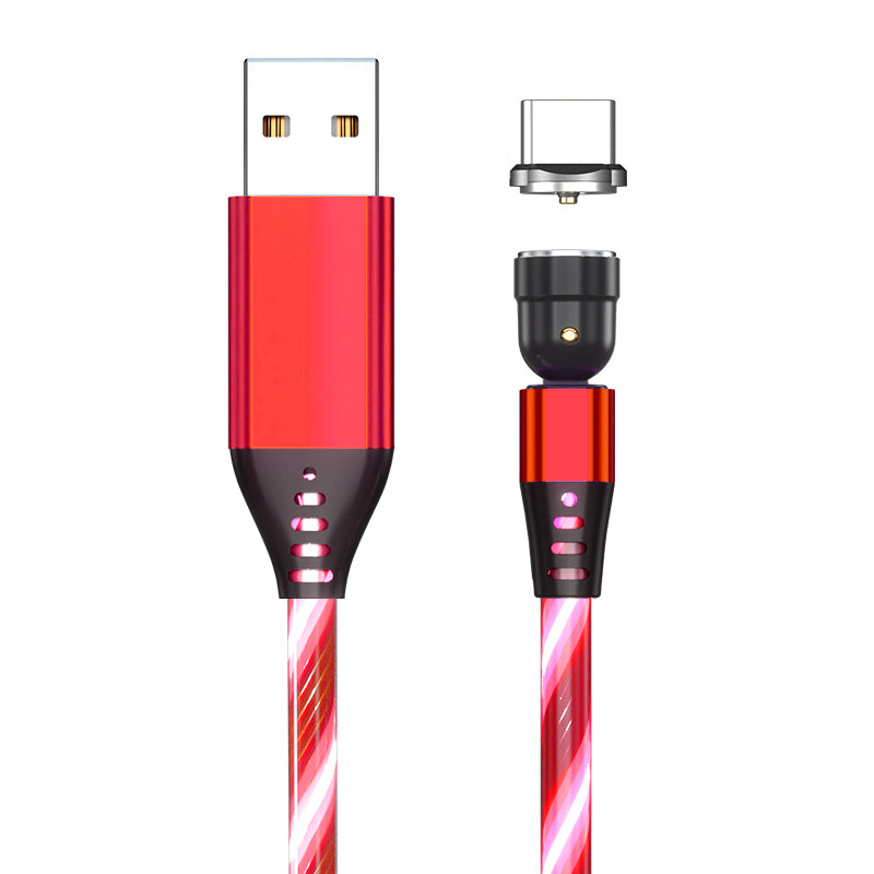 540 Rotate Luminous Magnetic Cable 3A Fast Charging Mobile Phone Charge Cable.