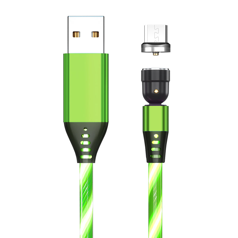 540 Rotate Luminous Magnetic Cable 3A Fast Charging Mobile Phone Charge Cable.