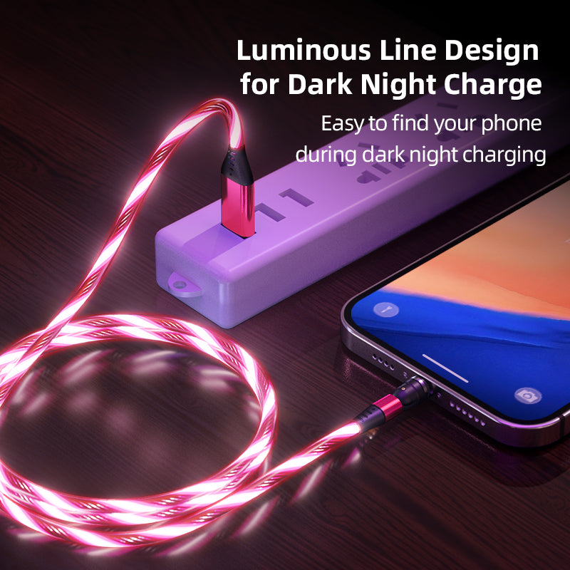 540 Rotate Luminous Magnetic Cable 3A Fast Charging Mobile Phone Charge Cable.