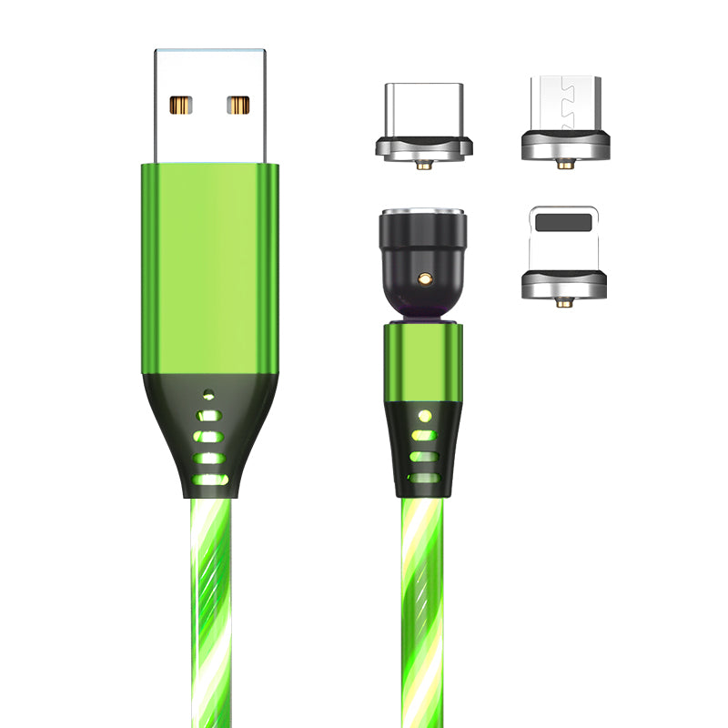 540 Rotate Luminous Magnetic Cable 3A Fast Charging Mobile Phone Charge Cable.