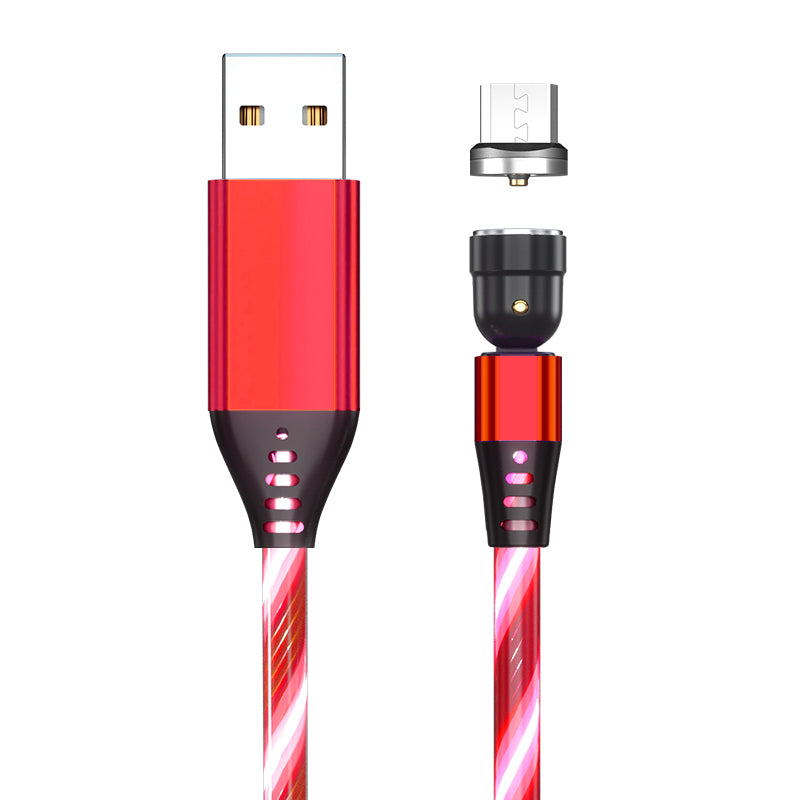 540 Rotate Luminous Magnetic Cable 3A Fast Charging Mobile Phone Charge Cable.