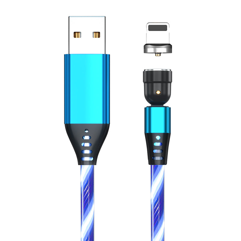 540 Rotate Luminous Magnetic Cable 3A Fast Charging Mobile Phone Charge Cable.