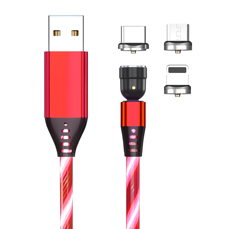 540 Rotate Luminous Magnetic Cable 3A Fast Charging Mobile Phone Charge Cable.